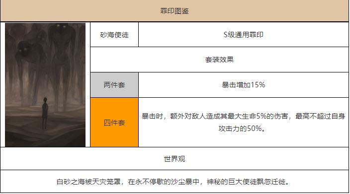 无期迷途罪印砂海使徒效果一览